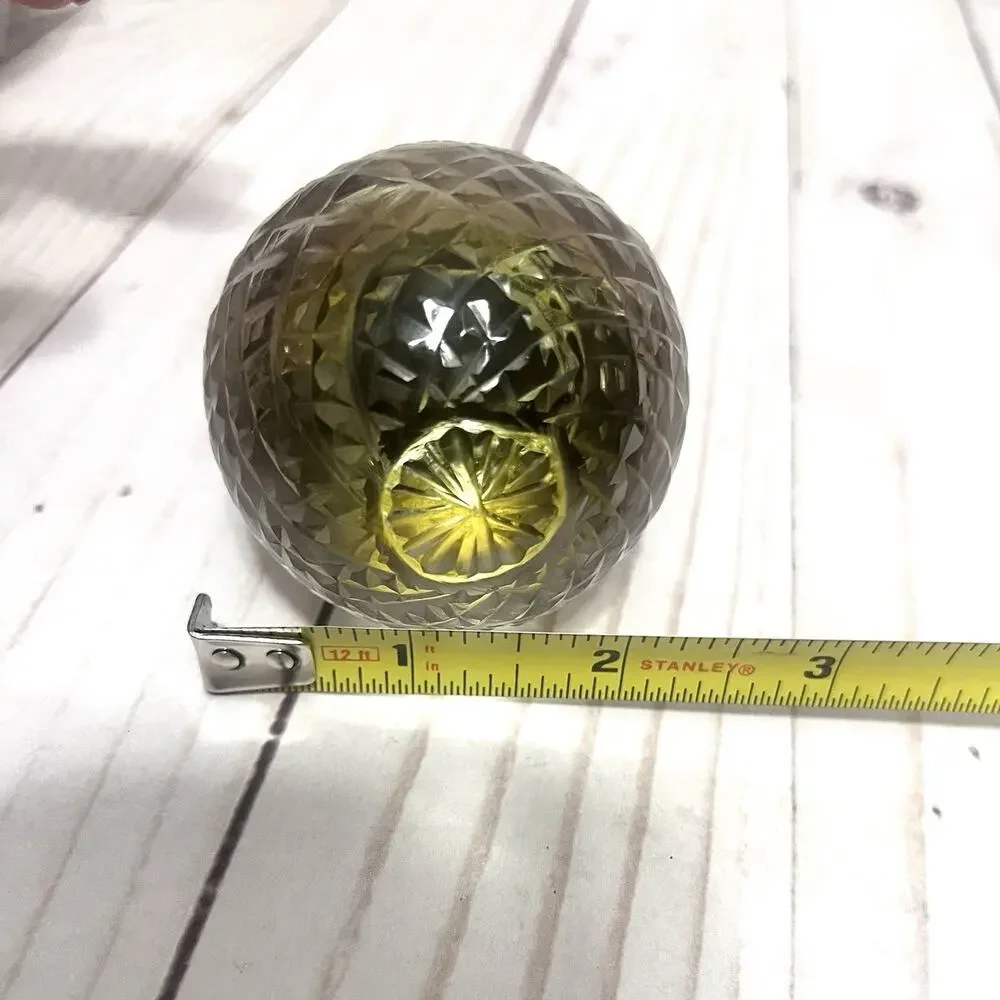 Vintage Cut Crystal Glass Bottle Stopper Brass Wine Stopper Barware